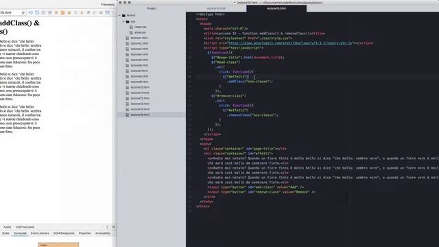 jQuery in 30 giorni - Puntata 15: function addClass() e removeClass() смотреть онлайн