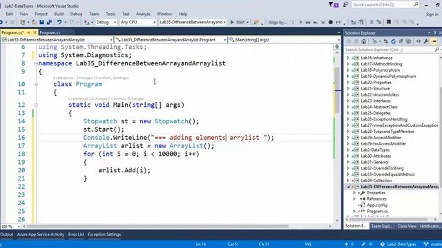 Lab35 Difference between array and arraylist in c#? смотреть онлайн