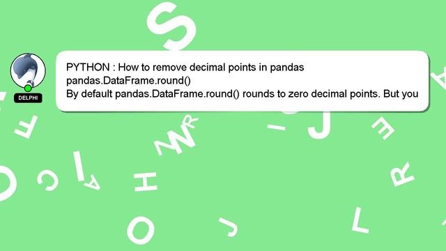 PYTHON : How to remove decimal points in pandas смотреть онлайн