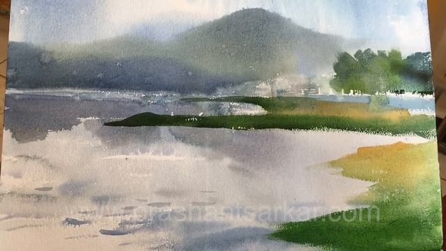 Watercolor Landscape Painting Demonstration On The Spot By Prashant Sarkar.