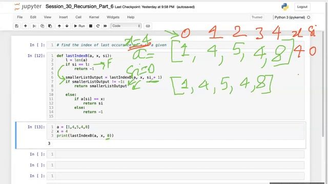 Recursion in Python - 030 |Hands on live-coding|Finding the Index of Last Occurrence of x in a List смотреть онлайн