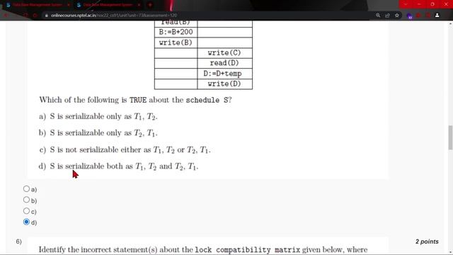 NPTEL Data Base Management System Week 7 Quiz Assignment Solution | Aug 2022 | IIT Kharagpur смотреть онлайн