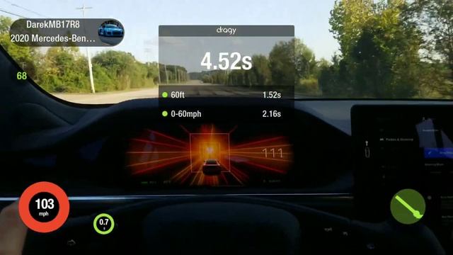 Tesla Model S Plaid - street 1/4 mile run - full weight , 21 inch tires , 93%SOC смотреть онлайн