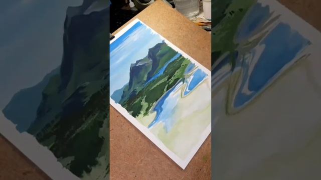 Пейзаж гуашью?⛰ #gouache #landscape #mountains #art #process #пейзаж #гуашь #горы смотреть онлайн