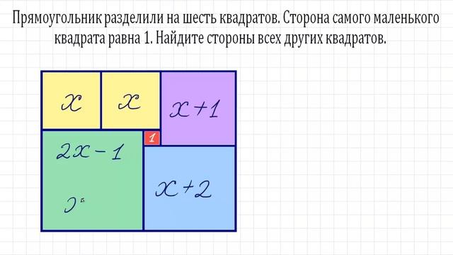 Найдите стороны всех квадратов, если сторона маленького равна 1 ★ Быстрый способ смотреть онлайн