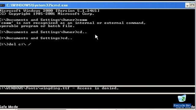 Destroing Windows Whistler Build 2465 On Safe Mode