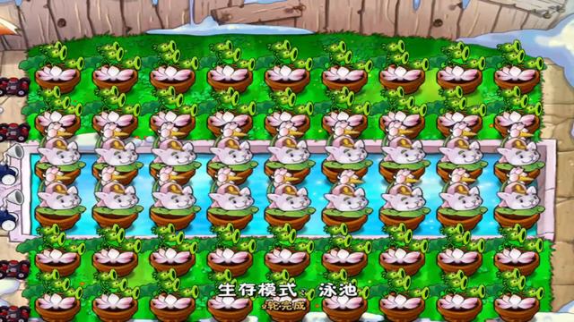 100 Threepeater + 100 Cattail Vs Dr. Zomboss In Survival Pool | Plants Vs Zombies Crumbs Mode