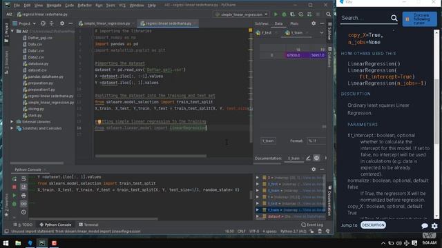 #6 Simple Linear Regression using Python: Fitting in training set смотреть онлайн