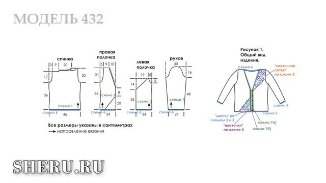 Кофта с ромашками крючком Модель 432 Описание и схемы смотреть онлайн