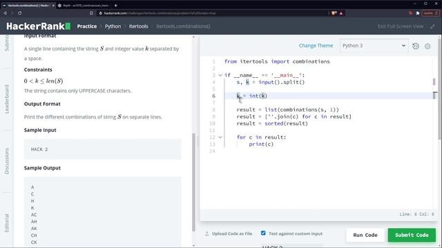Python Ejercicio: 1078 2/2 HackerRank Imprimir en Orden Lexicográfico las Combinaciones de un Texto смотреть онлайн