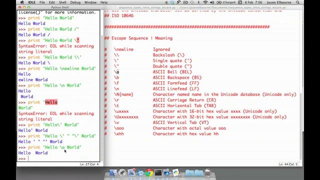 8 Python - Sequence Types Strings Excaping смотреть онлайн