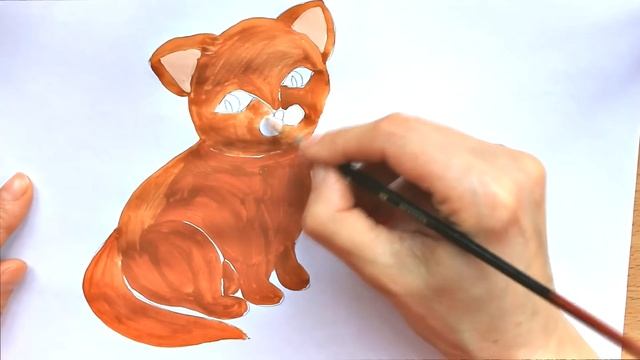 Как нарисовать кошку красками, поэтапно! How to draw a cat | Art School смотреть онлайн