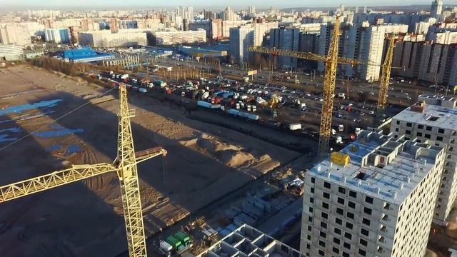Строительство ЖК «Морская миля» (Санкт-Петербург, 2020-2022, съёмки с квадрокоптера) смотреть онлайн