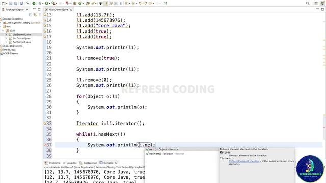 Remove,Enhanced For Loop & Iterator in ArrayList... смотреть онлайн