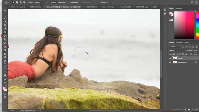 Easy Photoshop Tutorial - Use the Patch Tool to Remove Objects смотреть онлайн