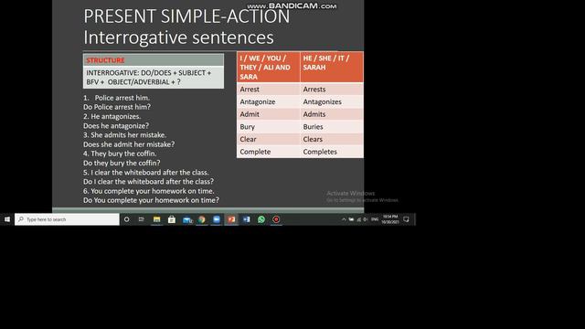 PRESENT SIMPLE - INTERROGATIVE SENTENCES سوالیہ جملہ بنابا کیھیں ـ смотреть онлайн