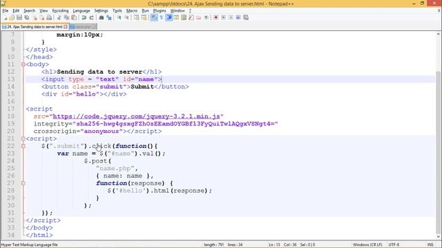 JQuery - Pass Data to Server Using Ajax смотреть онлайн