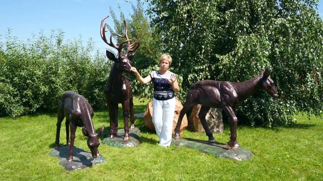 Парковые фигуры под бронзу ☘ Садово-парковая фигура ОЛЕНЬ ➡ Садовый декор hitsad фигурки для сада смотреть онлайн