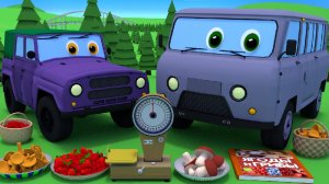 Развивающие мультики про машинки для малышей. Приключения Вазика. Учим ягоды и грибы.