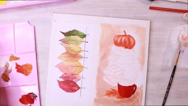 Осенние открытки. Акварель и гуашь / Speed Paint смотреть онлайн