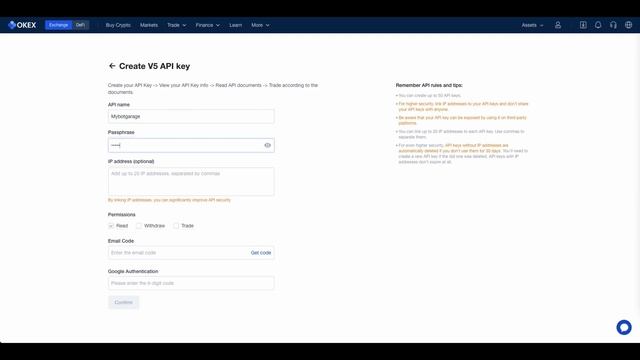 OKX API Keys connection смотреть онлайн