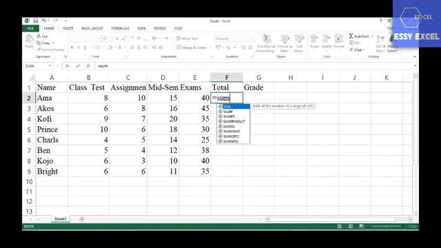 Short and Easy Excel Sum Function on Creating a Grading System(IF function) смотреть онлайн