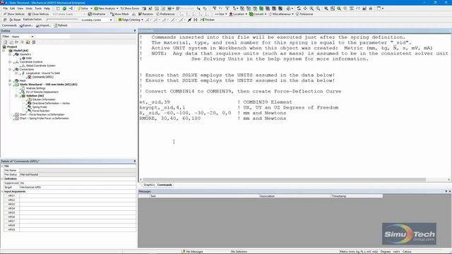 How to implement a nonlinear COMBIN39 spring in ANSYS Workbench Mechanical with APDL Commands смотреть онлайн