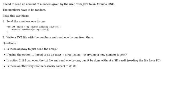 Send an array of numbers from Java to Arduino смотреть онлайн