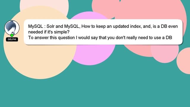 MySQL : Solr and MySQL, How to keep an updated index, and, is a DB even needed if it's simple? смотреть онлайн