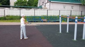 Упражнения с резиной для юных борцов.