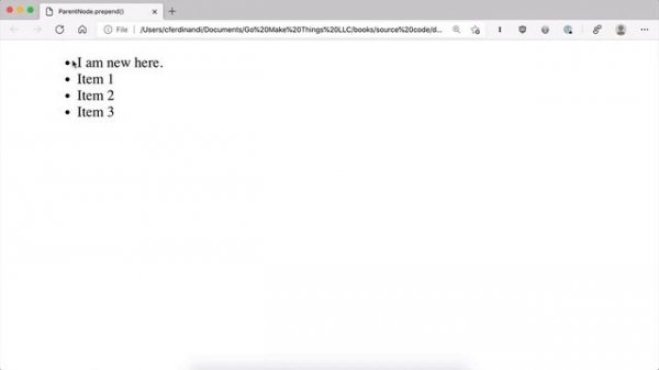 How to prepend an element with JavaScript