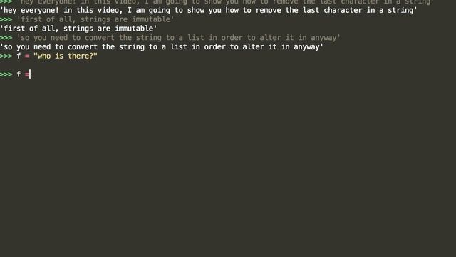 Remove the last character of a String in Python смотреть онлайн