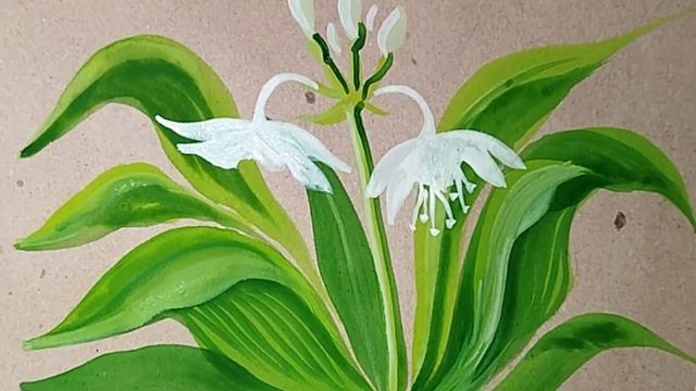 Амазонская лилия. Рисунок гуашью на крафтовой бумаге. смотреть онлайн
