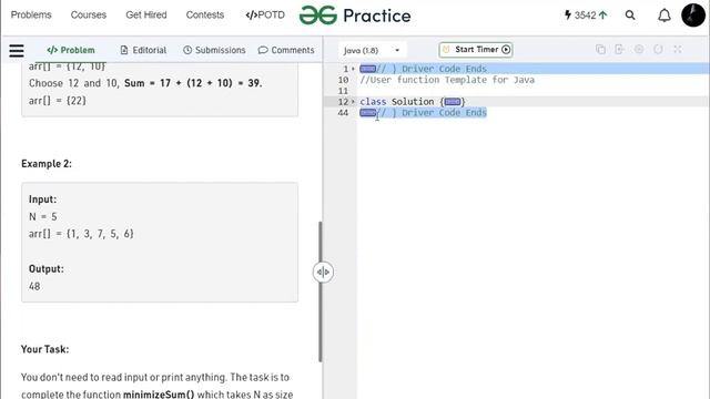 Minimize the sum || JAVA discussion || GFG Problems смотреть онлайн
