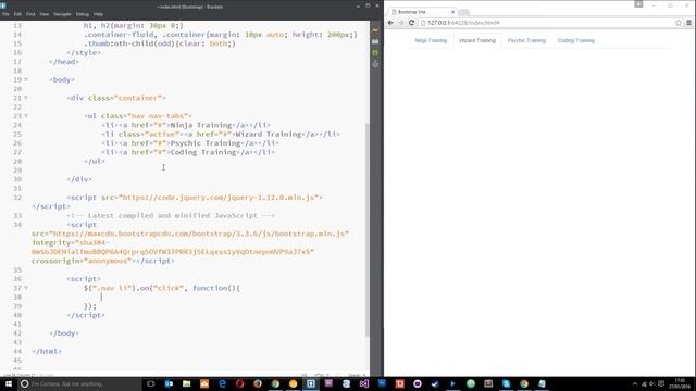 Bootstrap Tutorial #16 - Tabs and Pills (navigation) смотреть онлайн