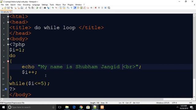 #14 How to Use do while loop in Php in hindi смотреть онлайн