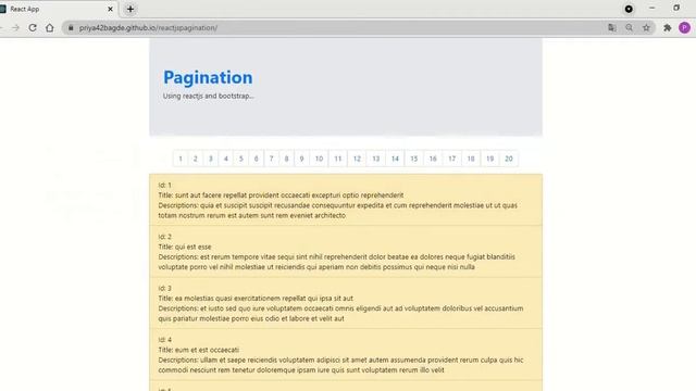 Pagination using Reactjs and BootStrap смотреть онлайн