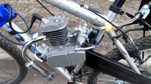 Бензиновый велосипед первый запуск. #велосипед #велодвигатель #веломотор