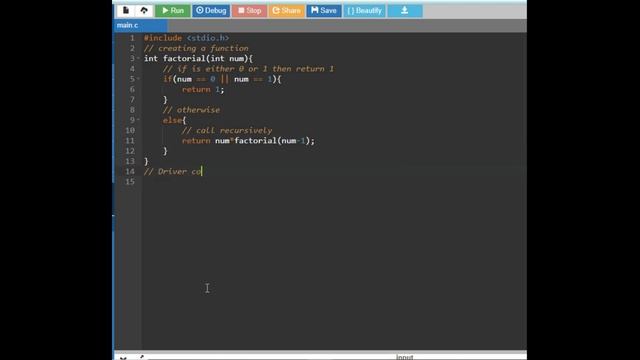 Recursive function in C, to find FACTORIAL of a given number.... смотреть онлайн
