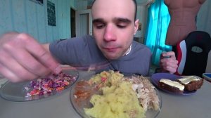 МУКБАНГ НАРЕЗКИ ЛУЧШЕЕ - РЫБА - МИНТАЙ ЖАРЕНЫЙ / ПЮРЕ / ХЛЕБ / САЛАТ / Mukbang АСМР 27. 02. 2024