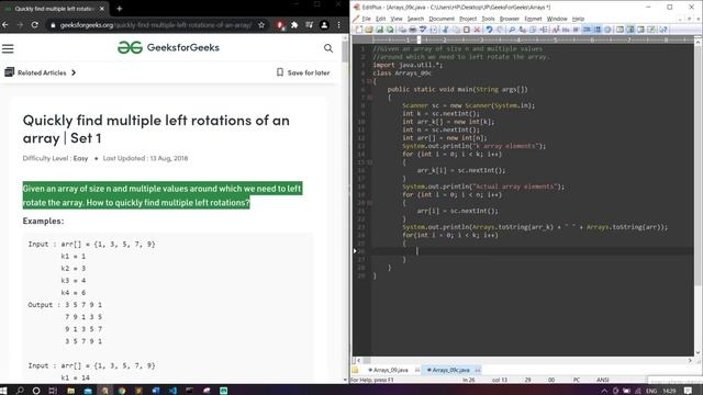 Question 1 | Arrays Set | GeeksForGeeks Coding Questions for Beginners in Java смотреть онлайн