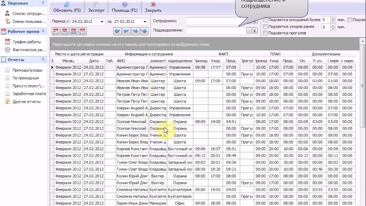 Отчет Приходы уходы
