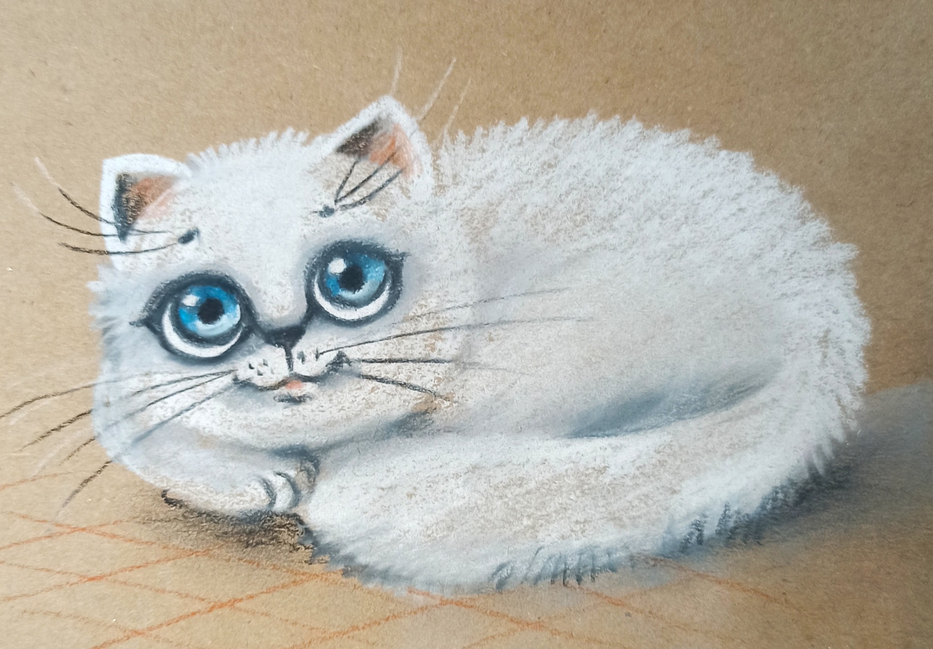 Как просто нарисовать сухой пастелью белого котика. смотреть онлайн