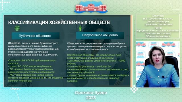 И.В.Щербинина - Юридические лица как субъекты гражданского права. Общие положения. смотреть онлайн