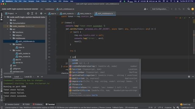 User Login w/ Node: Part 16 (Node Pt. 9) - Protecting Routes w/ JWT - UIKit Swift 5 Xcode смотреть онлайн
