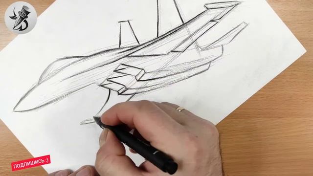 Как нарисовать военный истребитель Су-30. How to draw su-30. смотреть онлайн