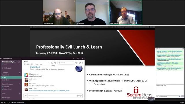 Professionally Evil Lunch n Learn Feb 27 2018 - OWASP Top 10 смотреть онлайн