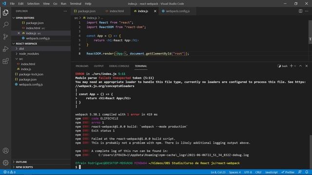 Cómo configurar webpack en React - 09: CURSO PRÁCTICO DE REACT DESDE CERO смотреть онлайн