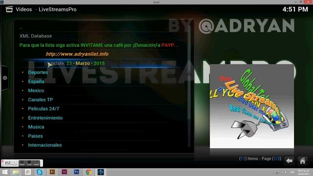 #AdryanList para Kodi o XBMC en Livestreamspro смотреть онлайн