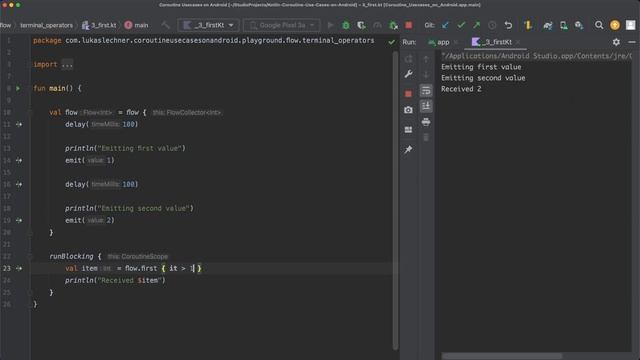 collect(), first(), last(), single, toSet, toList, fold, reduce | Terminal operators in Kotlin Flow смотреть онлайн